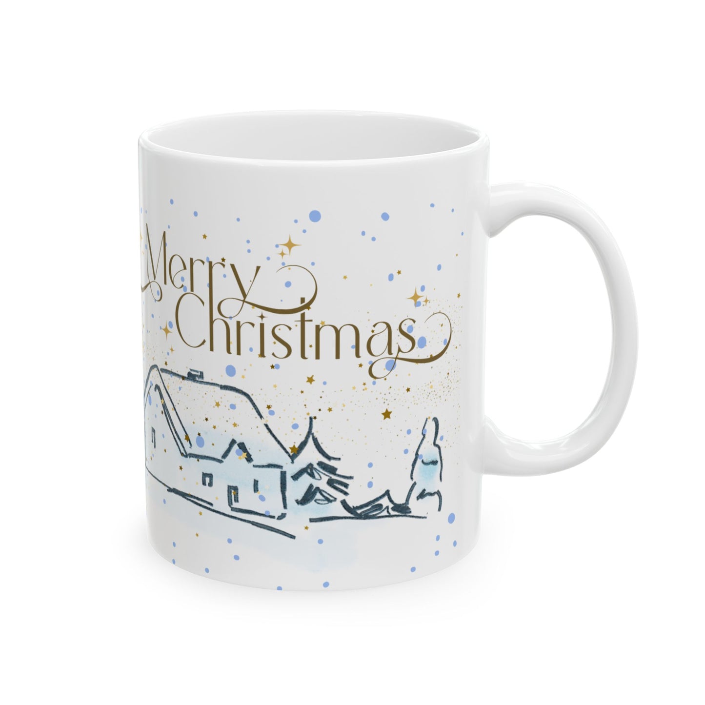 Merry Christmas Ceramic Mug, Holiday Gift for Coffee Lovers, Festive Tea Mug, Cozy Winter Decor, Hot Beverage Cup