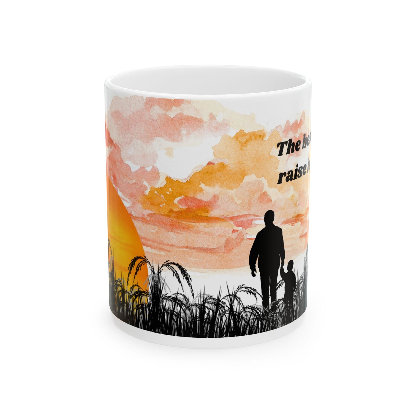 Sunset Silhouette Ceramic Mug, Inspirational Coffee Cup, Gift for Dad, Family Love Theme, Modern Home Decor, Father's Day Mug