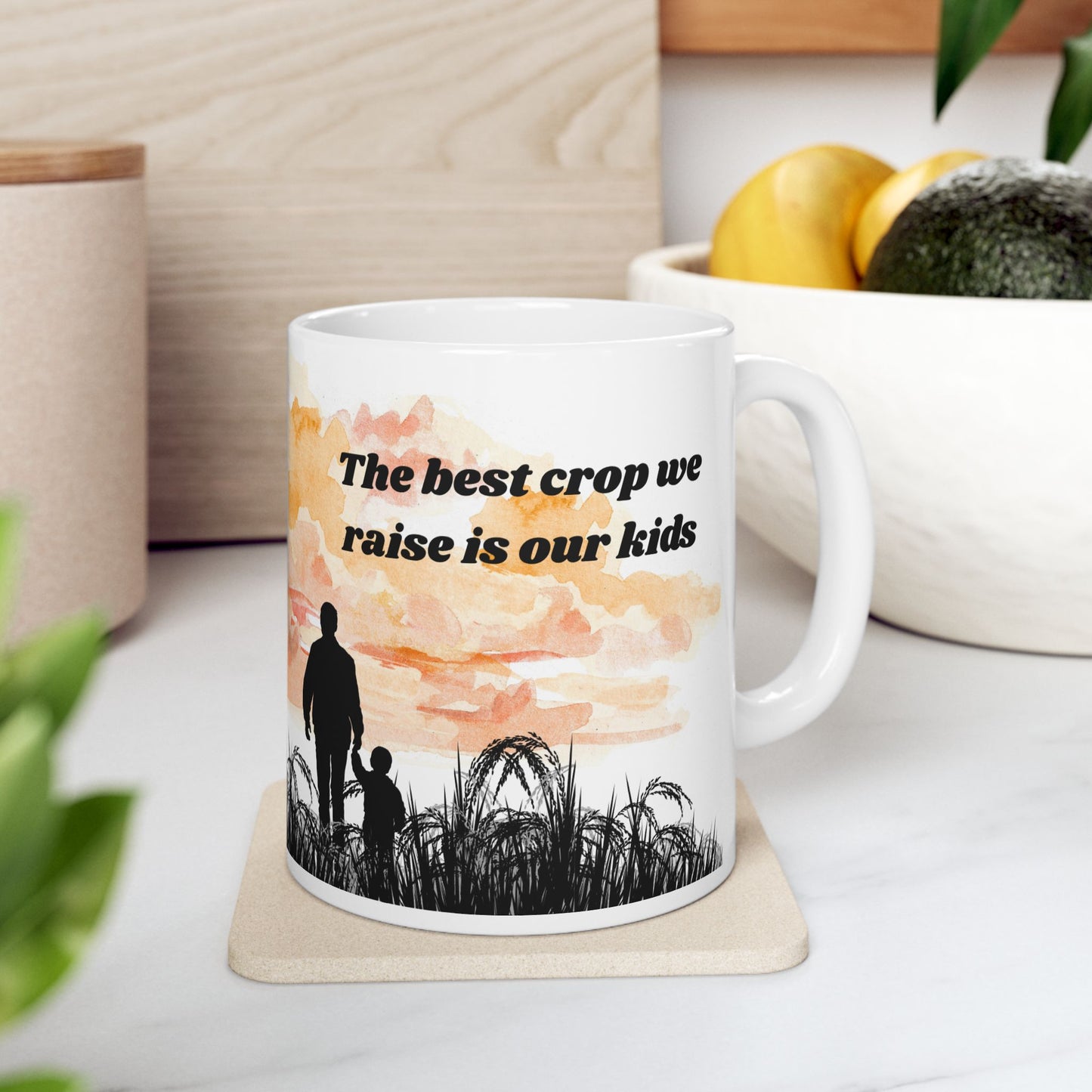 Sunset Silhouette Ceramic Mug, Inspirational Coffee Cup, Gift for Dad, Family Love Theme, Modern Home Decor, Father's Day Mug