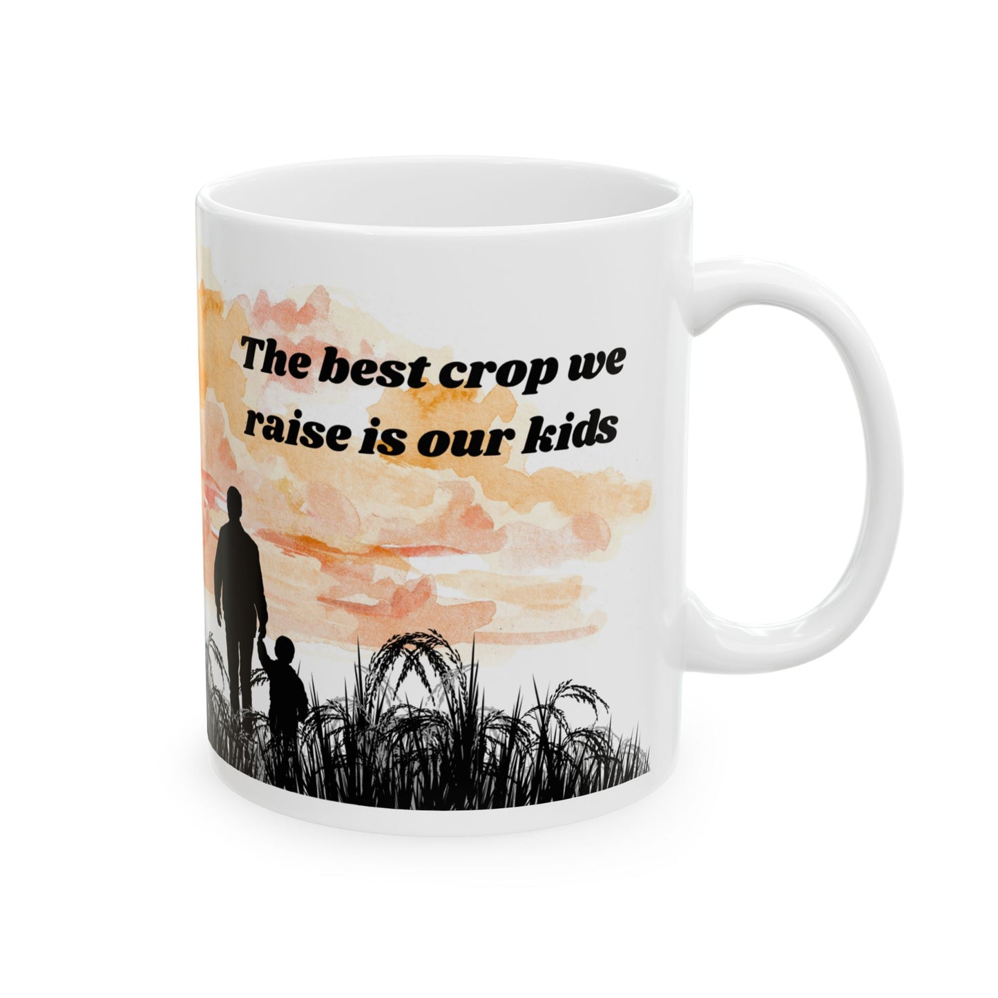Sunset Silhouette Ceramic Mug, Inspirational Coffee Cup, Gift for Dad, Family Love Theme, Modern Home Decor, Father's Day Mug