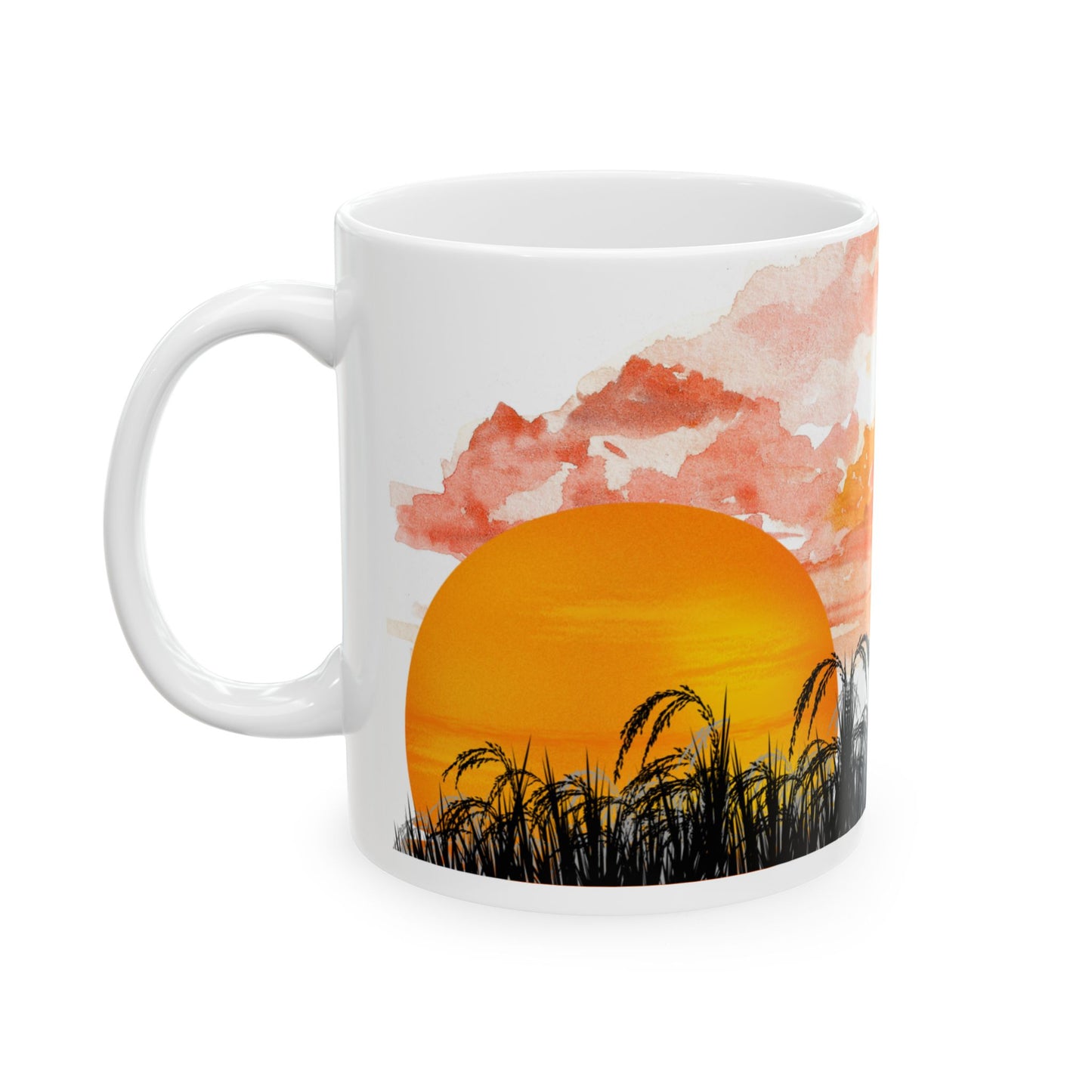 Sunset Silhouette Ceramic Mug, Inspirational Coffee Cup, Gift for Dad, Family Love Theme, Modern Home Decor, Father's Day Mug