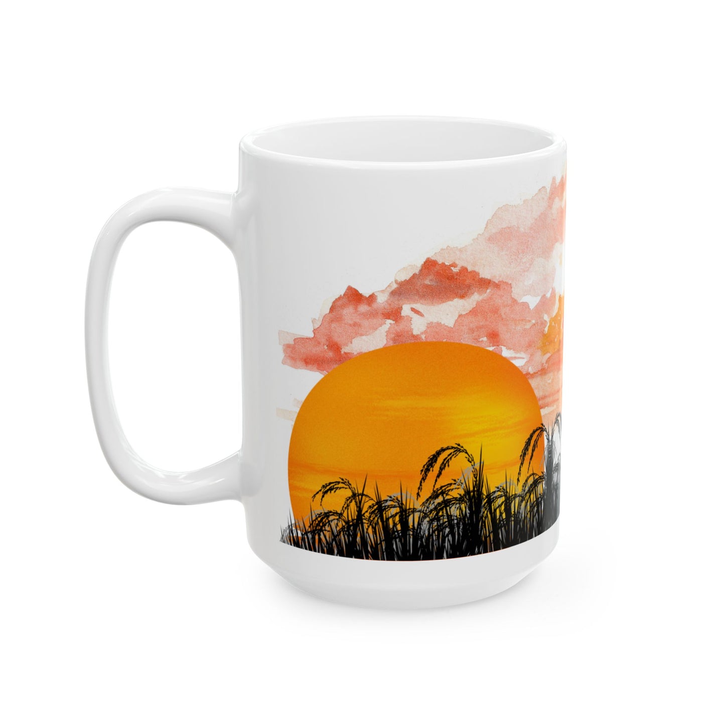 Sunset Silhouette Ceramic Mug, Inspirational Coffee Cup, Gift for Dad, Family Love Theme, Modern Home Decor, Father's Day Mug