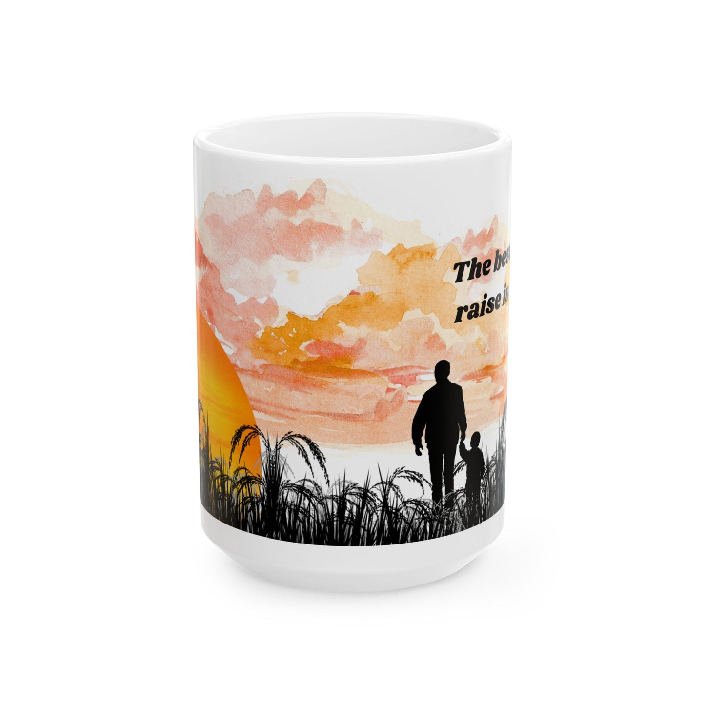 Sunset Silhouette Ceramic Mug, Inspirational Coffee Cup, Gift for Dad, Family Love Theme, Modern Home Decor, Father's Day Mug