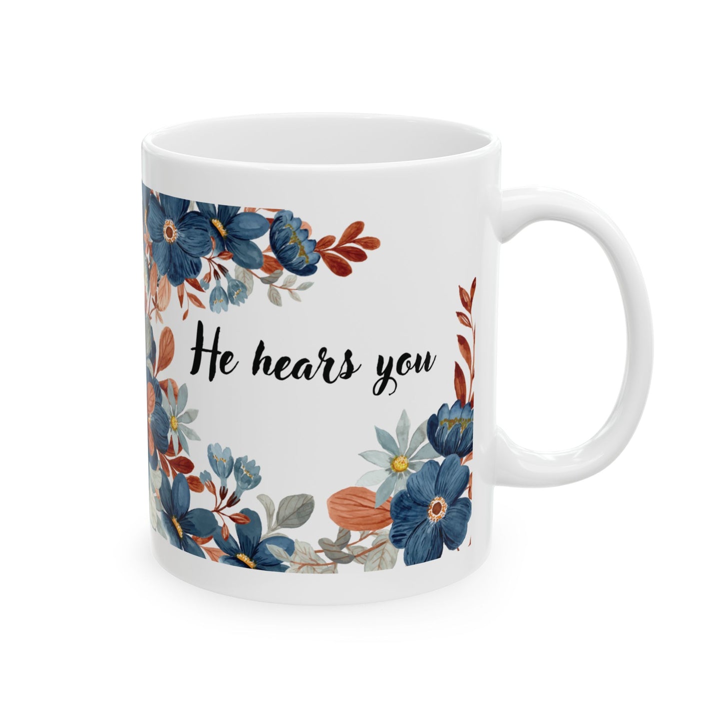 Floral Quote Ceramic Mug, Inspirational Coffee Cup, Flower Design Gift, Cozy Kitchenware, Mother's Day, Birthday Present