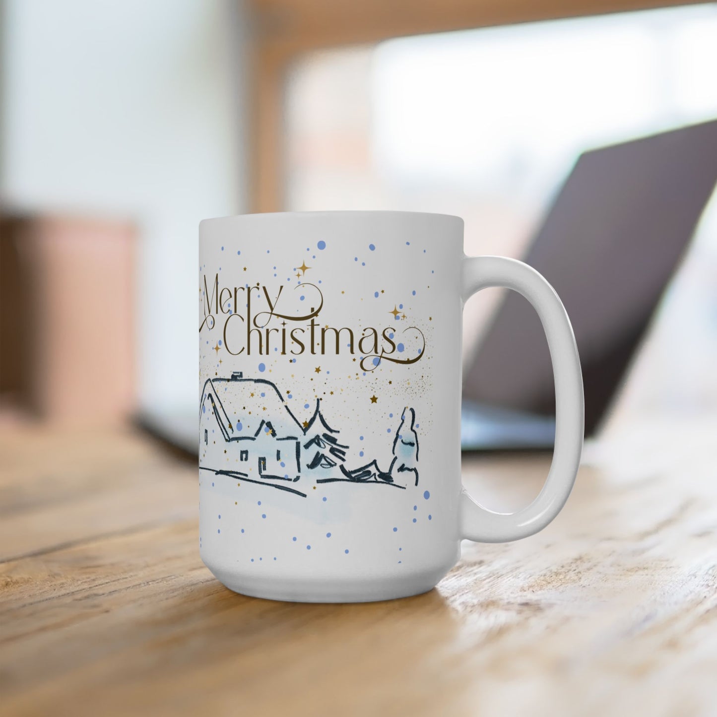 Merry Christmas Ceramic Mug, Holiday Gift for Coffee Lovers, Festive Tea Mug, Cozy Winter Decor, Hot Beverage Cup